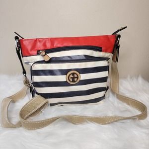 Giani Bernini Canvas Striped Hobo Shoulder Strap Handbag Crossbody